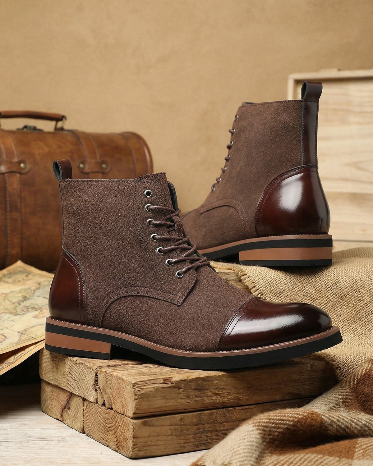 Ettore Suede Cap-Toe Boot