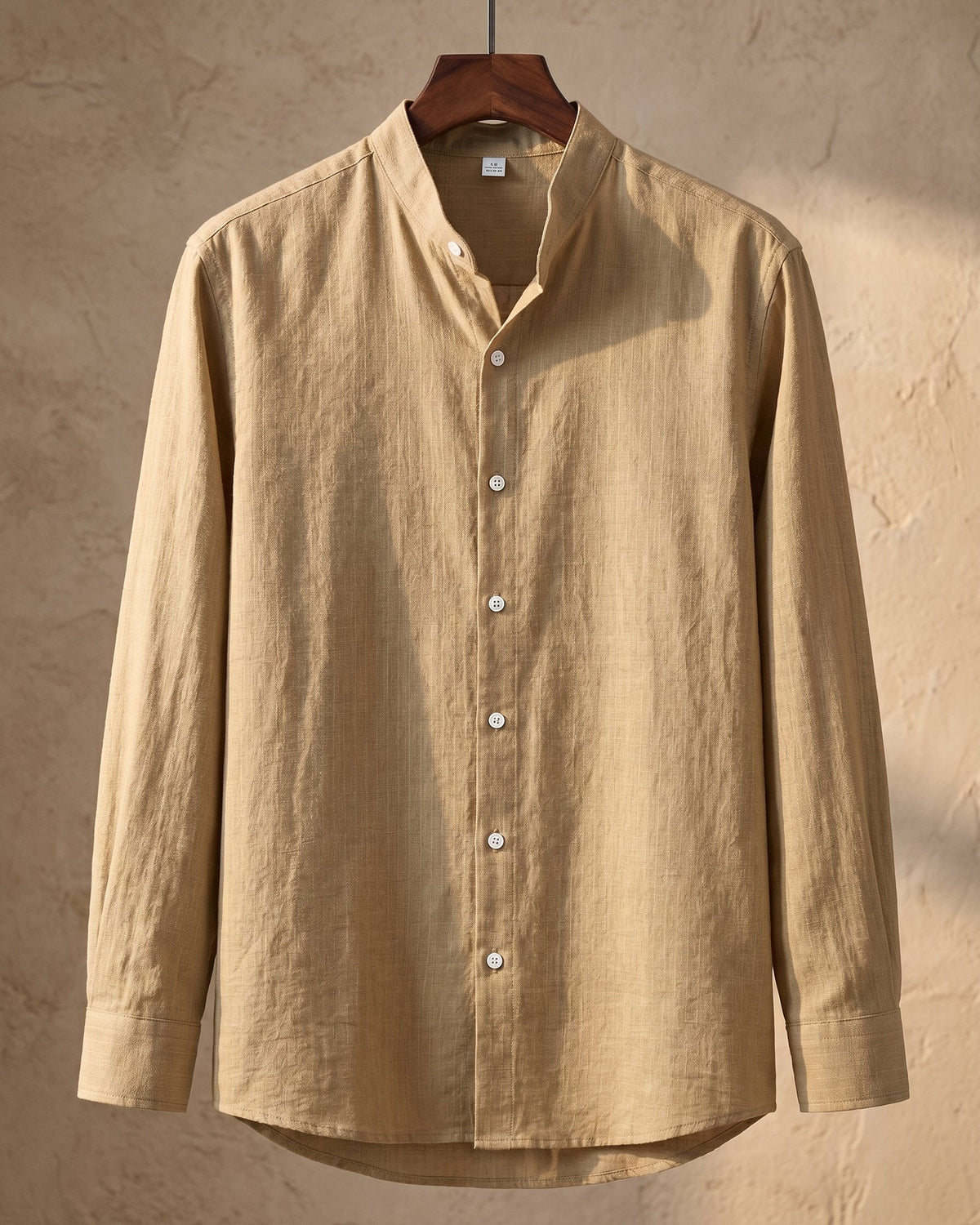 Orazio Linen Blend Mandarin Collar Shirt