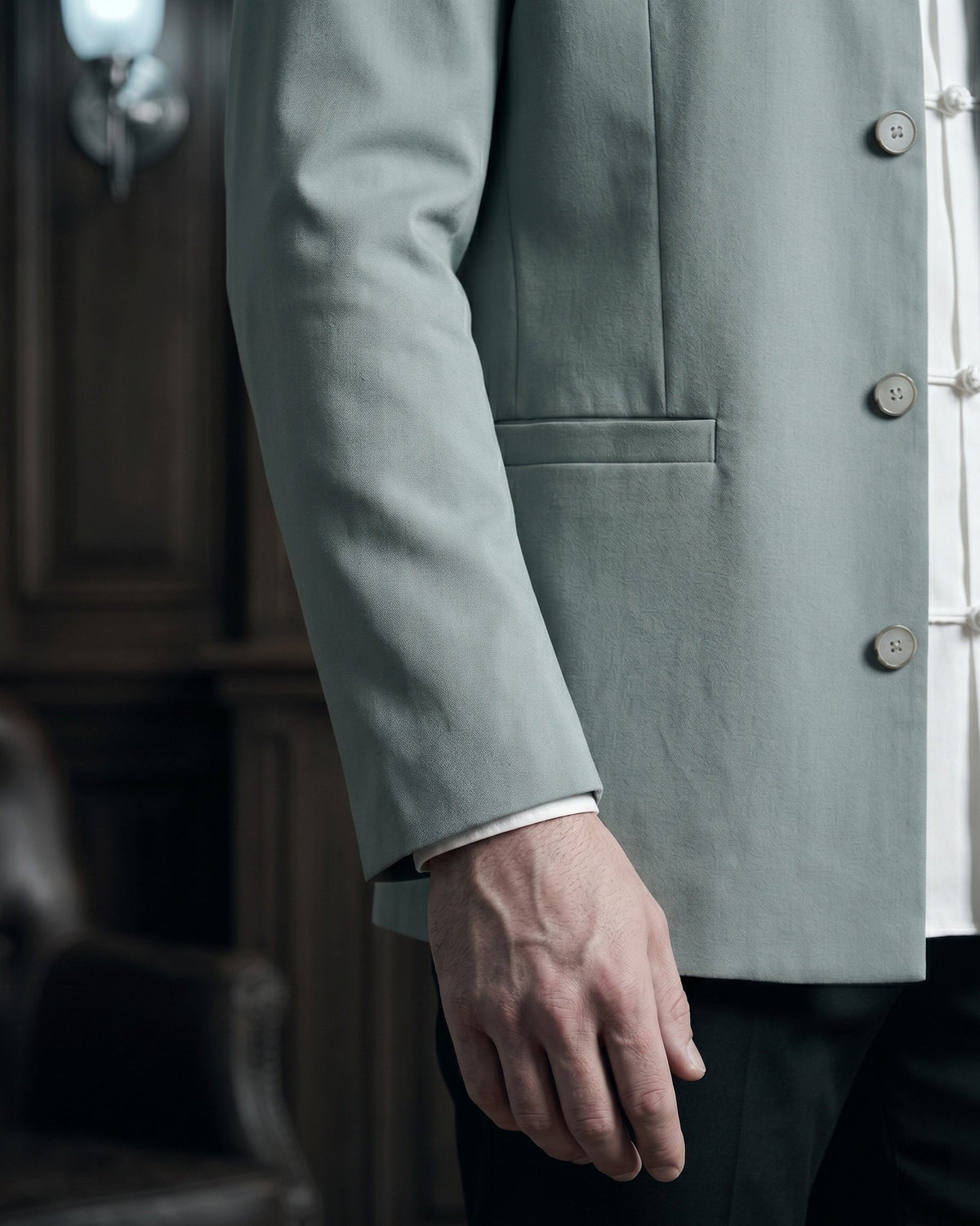 Dante Linen Mandarin Collar Jacket